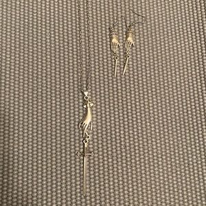 Necklace & Earrings Set: Hand & Sword